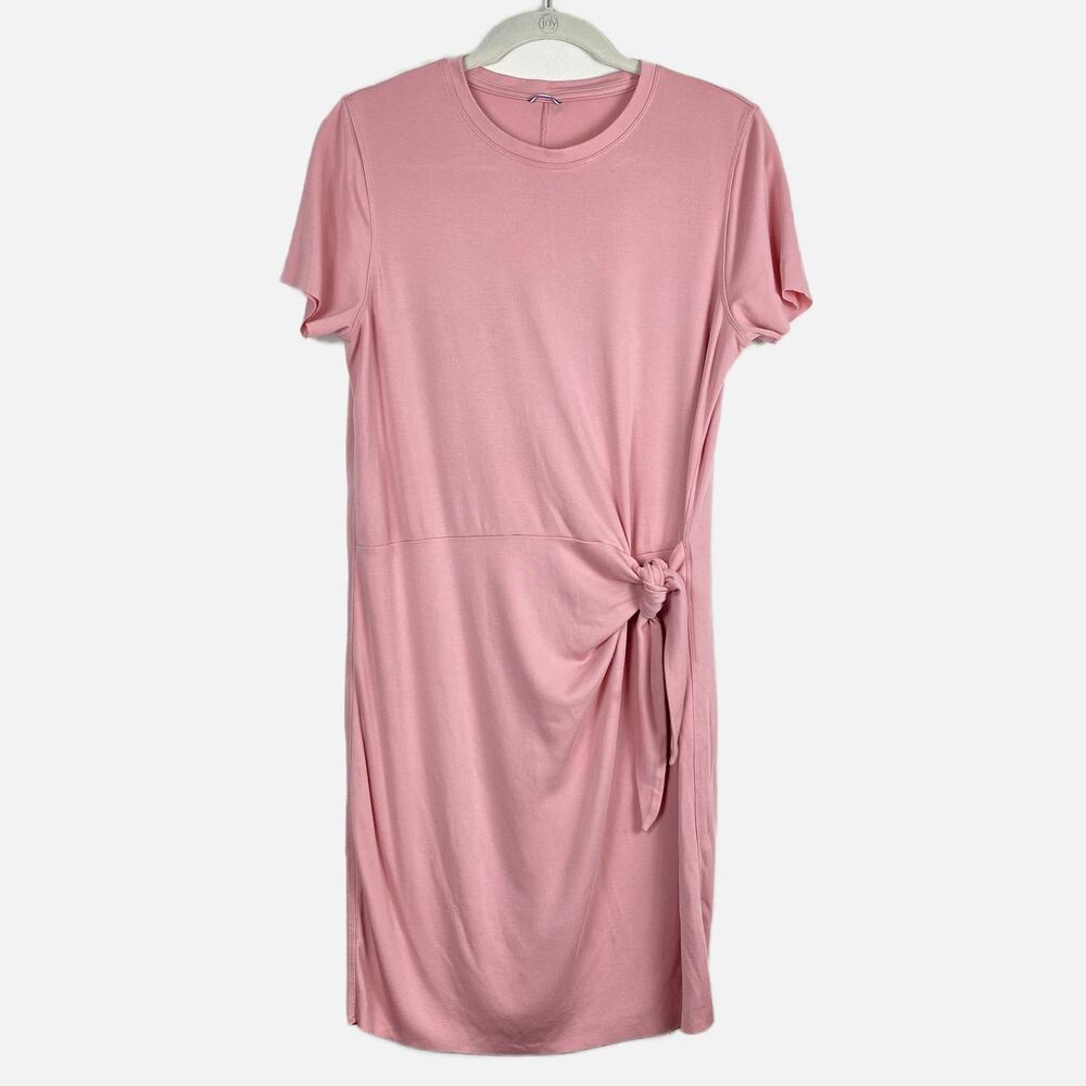 Kit and Ace Tie Waist T-Shirt Dress Pink Jersey Knit Casual Short Length Sz M
